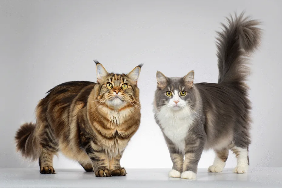 Comparatif chat norvégien et Maine Coone